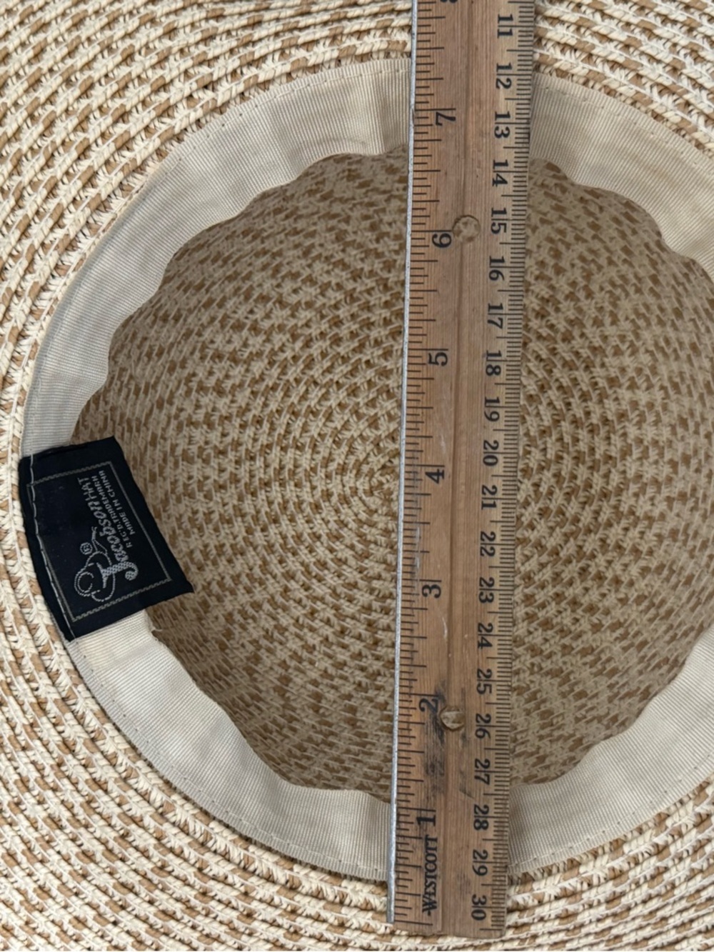Cocoa Beach Beige Wide Brim Straw Sun Hat Embroidered Beach Vacation Floppy - Picture 3 of 3